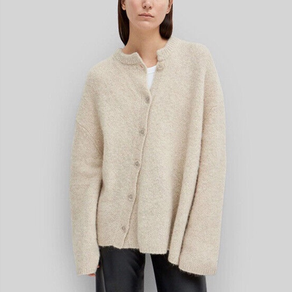 Toteme Noma Asymmetrical Cashmere Cardigan in Cream
